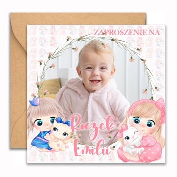 ПРИГЛАШЕНИЯ ОДИН ГОД ОДИН 10 шт. ИМЯ ФОТО ДЕТСКОГО ФОТО ДЕВУШКИ КОТА 062