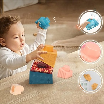 Montessori Silikonowe klocki do układania w stosy dla dzieci