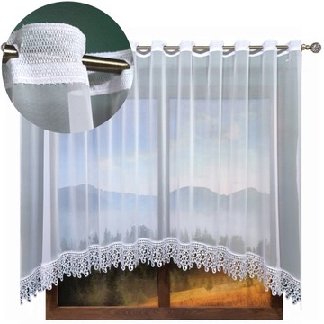 ГОТОВАЯ ШТОРА БЕЛАЯ ВУАЛЬ НА ЛЕНТЕ с люверсами ГИПЮРНОЕ КРУЖЕВО 240х140