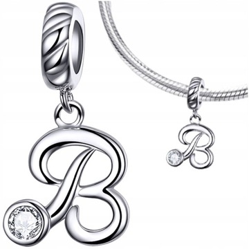 CHARMS LITERA B srebro 925 literka koralik srebrny zawieszka do charms 925