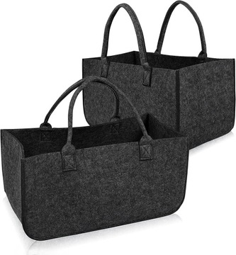 TORBY Z FILCU Z RĄCZKAMI NA ZAKUPY SZARE 2 SZTUKI