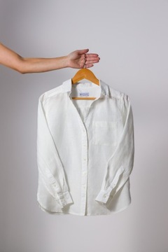 Рубашка женская льняная 100% лен кремового цвета слоновой кости L + БЕСПЛАТНО