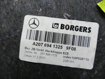 MERCEDES W207 C207 ОБИВКА ЛИФТА КРЫШКИ БАГАЖНИКА