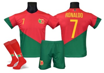 RONALDO strój piłkarski koszulka spodenki getry PORTUGALIA rozm. 152
