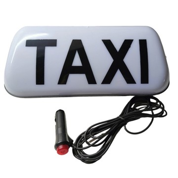 БЕЛЫЙ СВЕТОДИОДНЫЙ ФОНАР ТАКСИ С НАДПИСЬЮ, ПЕТУХОМ, СИГНАЛОМ РАЗРЫВА, МАГНИТОМ И ВИЛКОЙ
