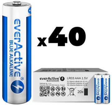 Bateria alkaliczna everActive AAA (LR03) BLUE Alkaline - 40 sztuk