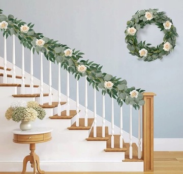 ИСКУССТВЕННАЯ ГИРЛЯНД ИЗ ЭВКАЛИПТА Цветы Рускуса плюща на свадьбу листья балконные 2м