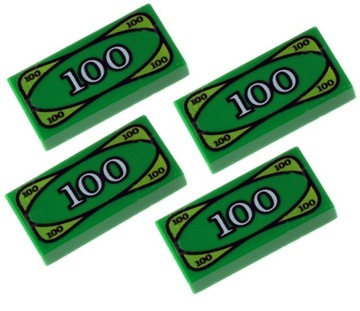 LEGO Płytka 1x2 nadruk banknot 100$ 3069bpx7