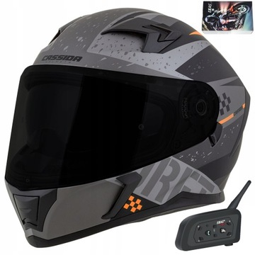 KASK + INTERKOM MOTOCYKLOWY CASSIDA 3.0 DWIE SZYBY