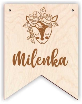 Деревянный вымпел с именной гирляндой ТАБЛИЧКА имя дня рождения один год