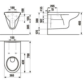 Унитаз подвесной для инвалидов ROCA, белый A346237000