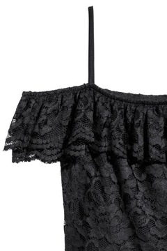 H&M Sukienka z odkrytymi ramionami koronkowa 34 XS