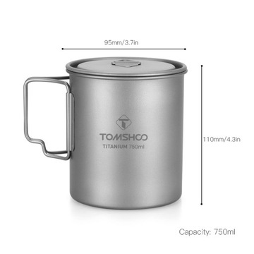 TOMSHOO Ultralight Титановая чашка 750 мл для улицы