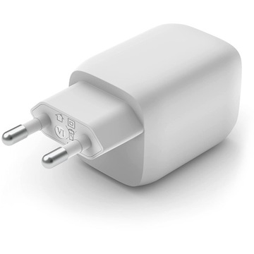 Настенное зарядное устройство Belkin GaN, 65 Вт, 2 порта USB-C PD PPS, белое, с быстрой зарядкой