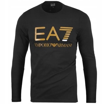 EA7 EMPORIO ARMANI KOSZULKA LONGSLEEVE - DUŻE LOGO - CZARNY - XL