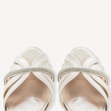 СВАДЕБНЫЕ БОСОНОЖКИ BRILU С ЦИРКОНИЙНЫМИ РЕМЕНКАМИ, ЖЕМЧУЖНЫЙ Слоновая кость 40