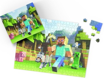 PUZZLE - MINECRAFT GRA - PREZENT NA ŚWIĘTA WZORY - 24 el + PUDEŁKO