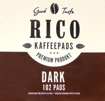 Кофе в пакетиках Rico Kaffee Premium DARK - крепкий, 102 подушечки Senseo в пакетиках