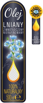 OLEJ LNIANY - Etykieta 500ml, naklejka 10szt.