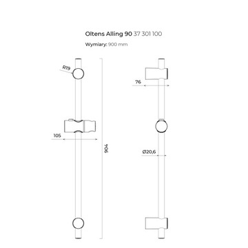 OLTENS ALLING 90 ДУШЕВАЯ рейка 90 СМ ХРОМ