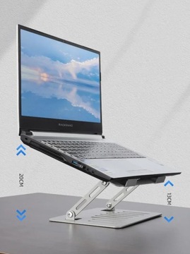 ОХЛАЖДАЮЩАЯ ПОДСТАВКА ДЛЯ НОУТБУКА 12–17 ДЮЙМОВ, РЕГУЛИРУЕМАЯ, АЛЮМИНИЕВАЯ, ТИХАЯ СТОЛ.