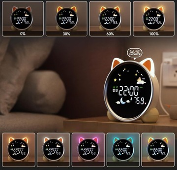 БУДИЛЬНИК БУДИЛЬНИК ОТДЫХ СВЕТОДИОДНЫЙ НОЧНИК ДЛЯ ДЕТЕЙ КОТЕНОК КОШКА ТРЕНЕР ДЛЯ СНА