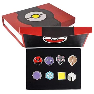 ODZNAKI LIGI POKEMON PRZYPINKI ASH PIKACHU BOX