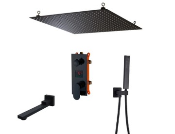 ZESTAW PODTYNKOWY DESZCZOWNICA 50 cm CZARNY MAT