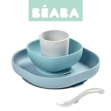 Тарелка, миска, чашка, ложка - силиконовый набор детский, Beaba