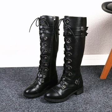 Kozaki Sznurowane buty damskie z klamrą B252-131