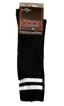 Podkolanówki czarne z białymi paskami 39-42 polsk.