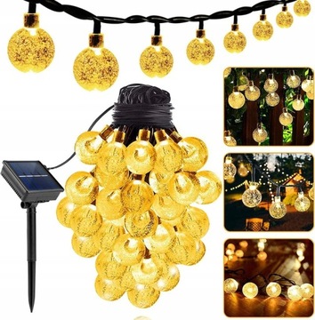 GIRLANDA LAMPKI OGRODOWE SOLARNE 100 LED KULKI 12M