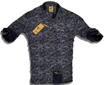 РУБАШКА МУЖСКАЯ, ТЕМНО-СИНЯЯ КВАДРАТНАЯ, С ДЛИННЫМ РУКАВОМ, XL