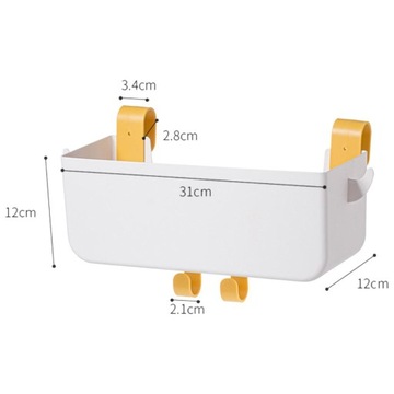 Подвесной прикроватный органайзер, ящик для хранения, прикроватная полка, с 2 крючками, белый