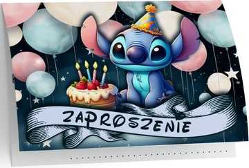 ZAPROSZENIE LILO I STICH STICZ BALONY ZAPROSZANIA URODZINOWE 20x15 cm