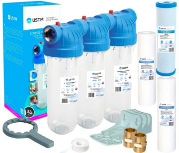 ZESTAW UZDATNIAJĄCY WODĘ 3 FILTRY FILTR 3/4'' USTM