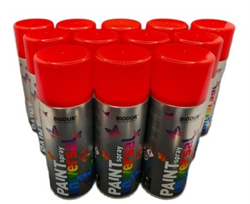 Spray farba CZERWONY OGNISTY połysk RAL 3000 - 400 ml zestaw 12 sztuk