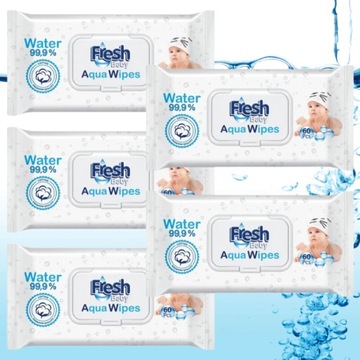 5x60 Chusteczki Nawilżane Aqua Wipes dla Dzieci Mokre 99% Pure Water