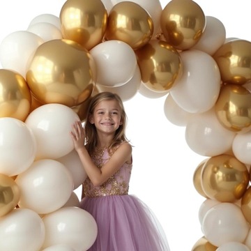 Balony białe pastelowe i złote glossy DUŻE 10CALI 50szt Wesele Chrzest