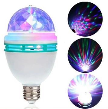 ВРАЩАЮЩАЯСЯ ДИСКОШАРНАЯ ЛАМПА LED RGB POWER E27 ДИСКОШАРНАЯ ЛАМПА