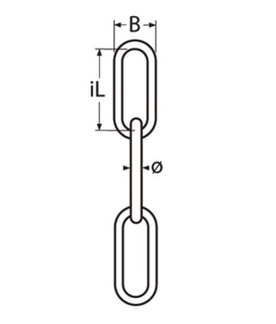 ДЛИННАЯ ЦЕПЬ С ПРОУШЕЙ, КИСЛОТОСТОЙКОЕ ЗВЕНЬЕ 6 ММ DIN 763