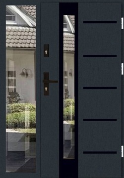 DRZWI STALOWE Z DOŚWIETLEM BOCZNYM DB INOX 16ZD5 BLACK PIANA UD 1,3