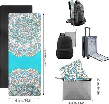 Противоскользящий замшевый коврик для занятий йогой, зеленая мандала