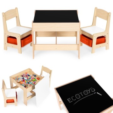Набір Меблів Для Дітей Столик + 2 Стільця Дошка Крейдова Ecotoys