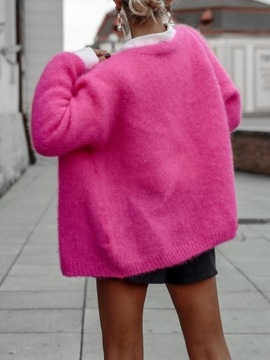YARN Sweter Kardigan Premium MOHER Krótki Różowy Amarantowy NEW