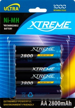 4 шт. XTREME Ni-MH АККУМУЛЯТОР AA R6 1,2 В 2800 мАч