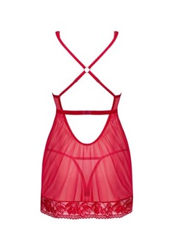 Obsessive Lacelove czerwona babydoll z fiszbinami i stringi XL/2XL