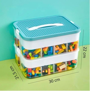 КОРОБКА ДЛЯ ИГРУШЕК КОНТЕЙНЕР КИРПИЧИ 2-СЛОЙНАЯ ИСТОРИЯ ОРГАНАЙЗЕР LEGO