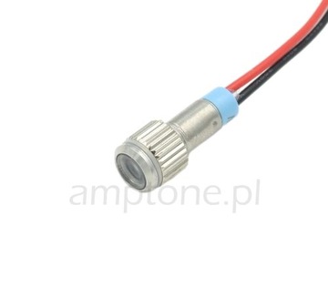 Kontrolka chromowana LED mini - biała 8mm, 12V