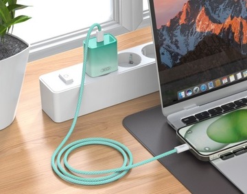 XO ŁADOWARKA SIECIOWA 30W Quick Charge 3.0 OMBRE + KABEL USB-C - USB-C
